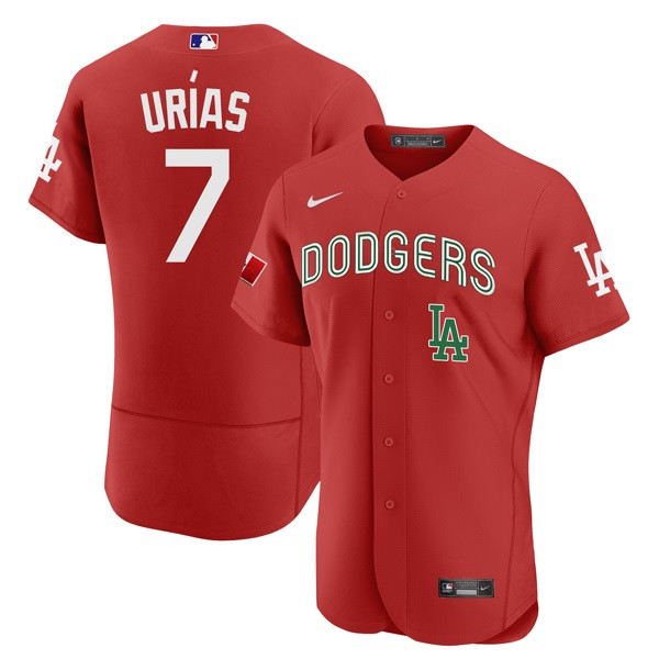Men's Los Angeles Dodgers #7 Julio Urias 2021 Mexican Heritage Red Flex Base Stitched